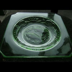 Antique Art Deco Bagley Green Depression Glass Fish Plate